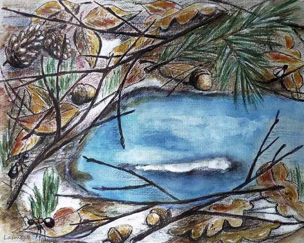 Рисование акварелью лужа