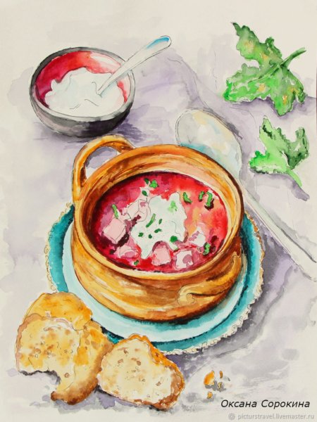 Акварельные картины для кухни