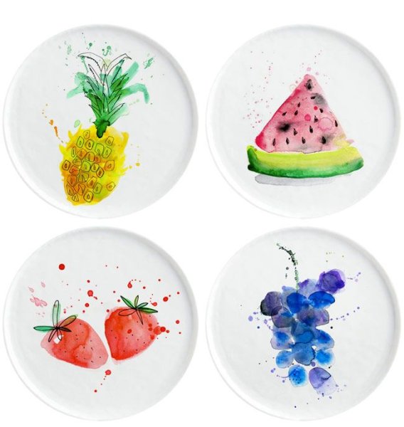Тарелки с акварельным рисунком