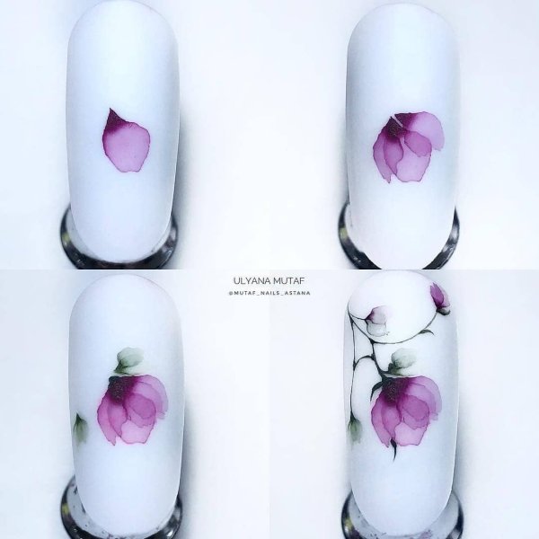 Акварель на ногтях пошагово