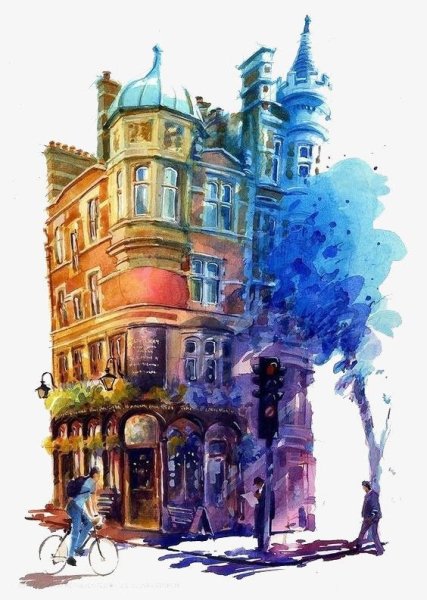 Архитектурный скетчинг акварель Питер