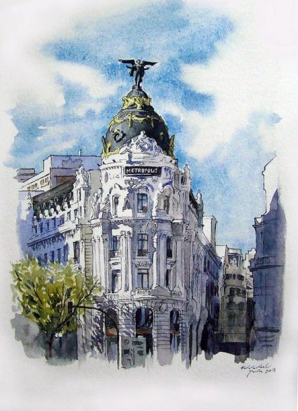 Скетч архитектура акварель Кристина Гаврилова