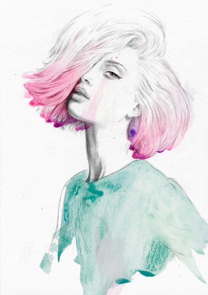 Волосы акварелью