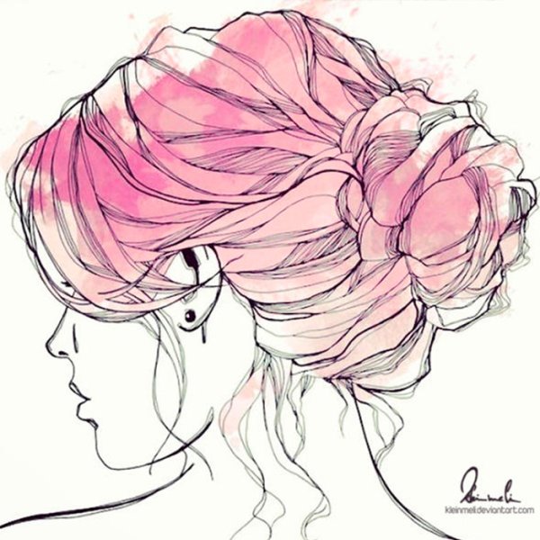 Рисунок прически акварелью
