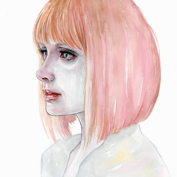 Акварель прямые волосы