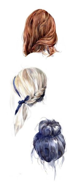 Нарисованные прически в цвете