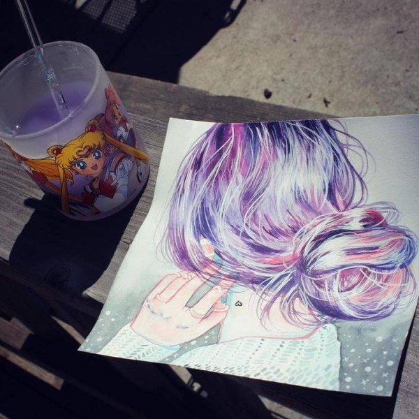 Окрашивание волос акварель