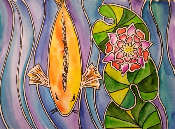 Витраж гуашью