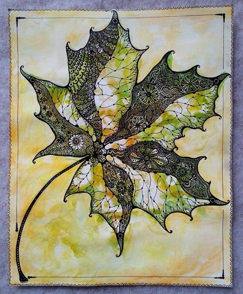 Рисование листьями