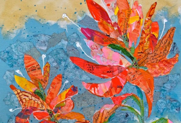 Работы в технике коллаж цветы