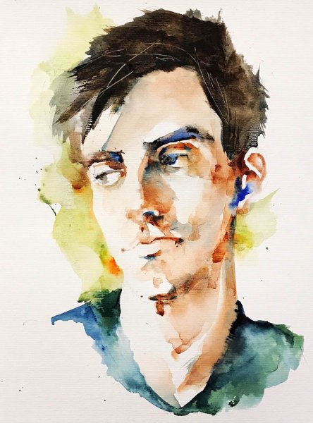 Рисунок парня акварелью
