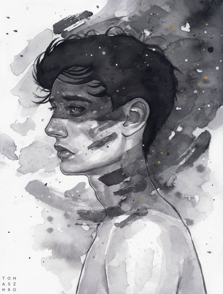 Мужчина акварель