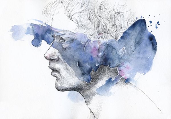 Парень акварелью