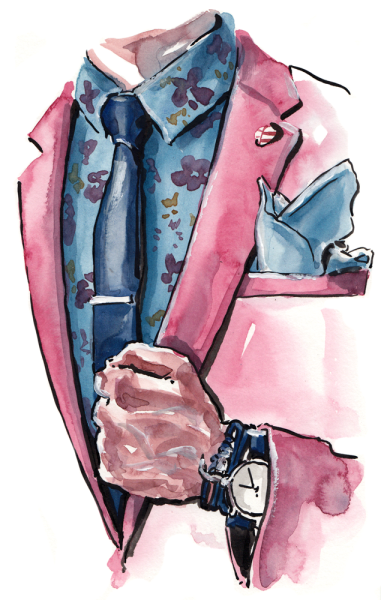 Мужчина в костюме акварель