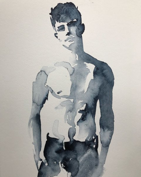 Акварельный портрет парня