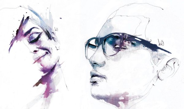 Мужской портрет акварелью