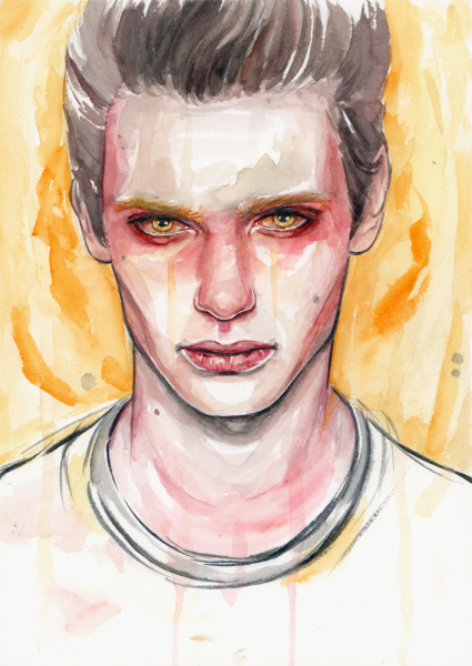 Юноша акварель