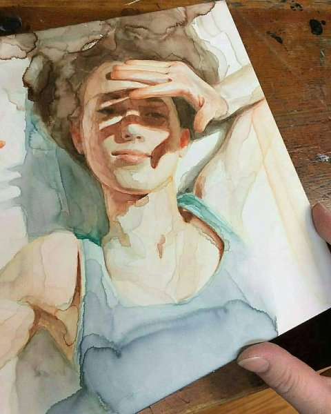 Мужчина в костюме акварель