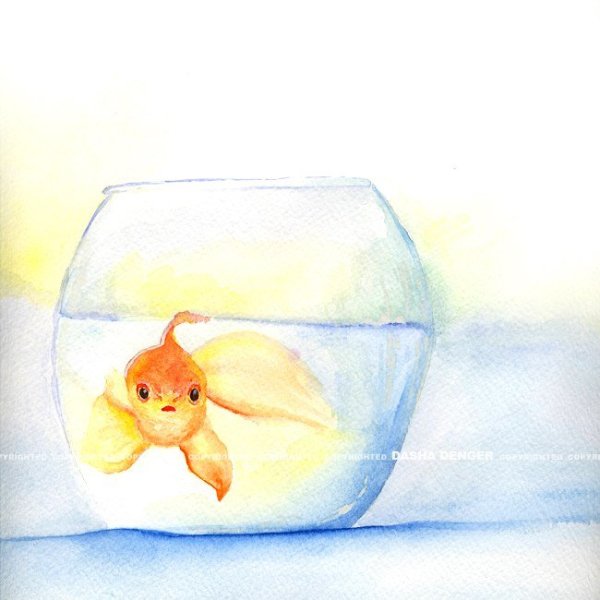 Акварель рыбки в аквариуме