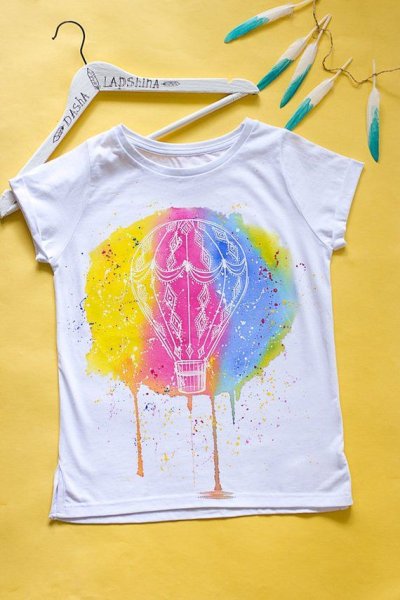 Рисование акварелью на футболке