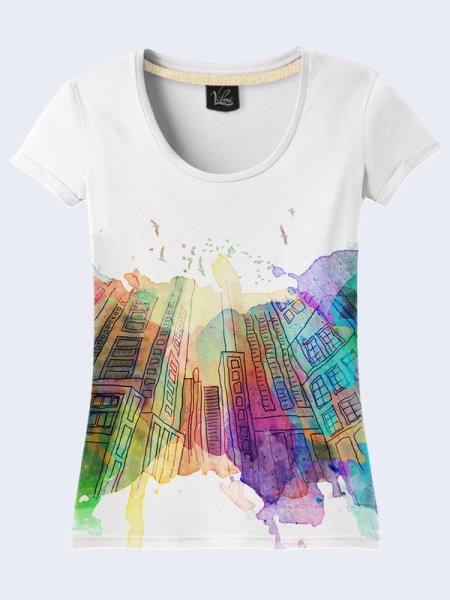 Акварельный рисунок на футболке