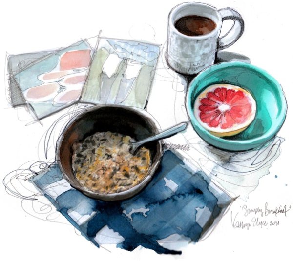 Акварельные иллюстрации еды