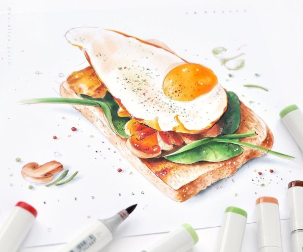 Завтрак акварель