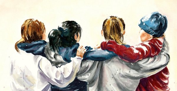 Друзья акварель