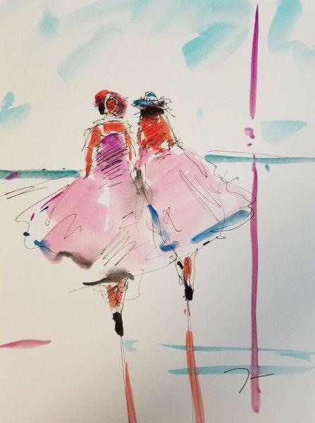 Дружба акварель