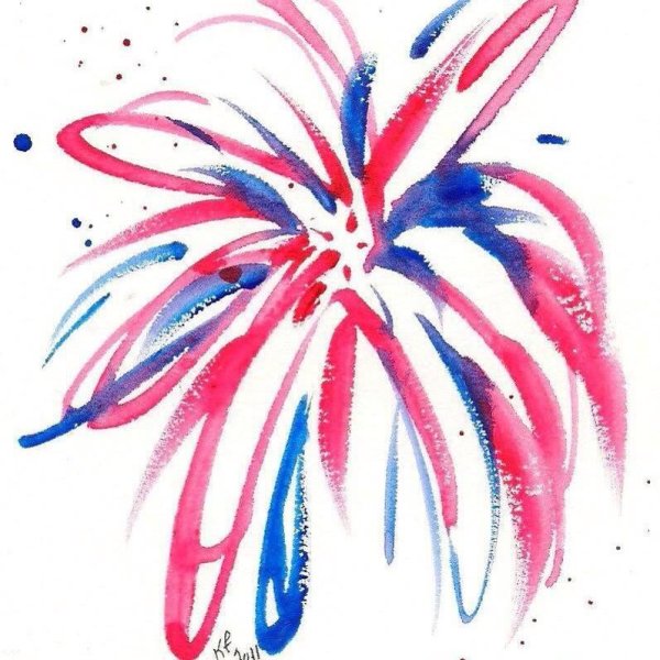 Салют рисование акварельными красками