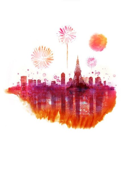 Салют Победы акварель