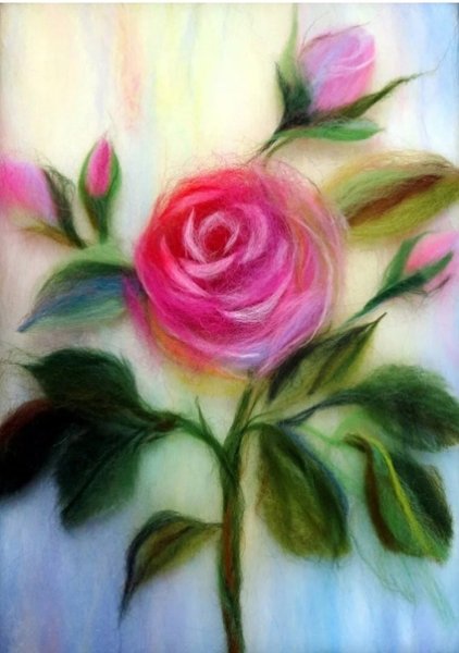 Шерстяная акварель цветы