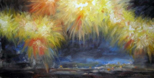 Праздничный салют рисование красками