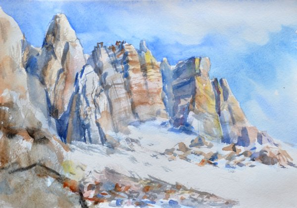 Скалы акварелью