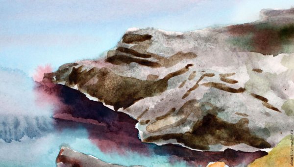 Скалы акварелью