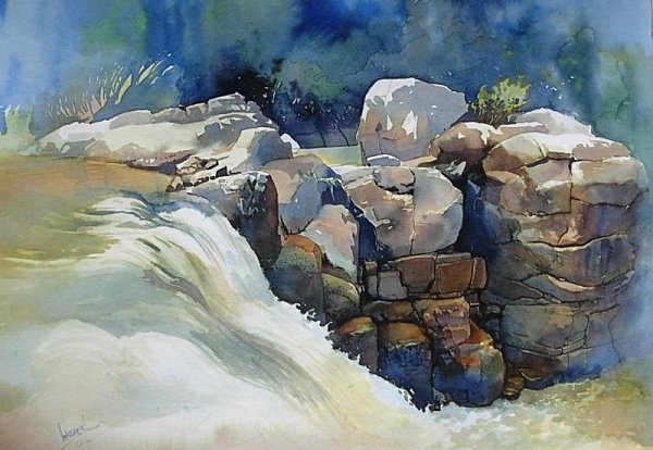 Камни акварелью