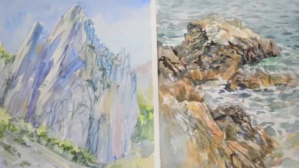 Скалы гуашью