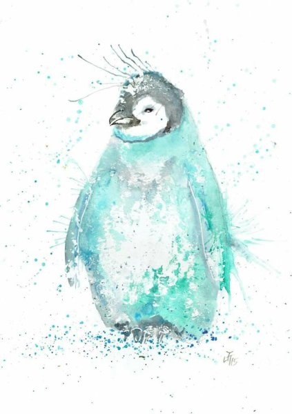 Акварельный скетч Пингвин