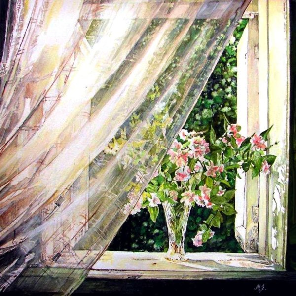 Картина "открытое окно в сад"Николай Богданов-Бельский