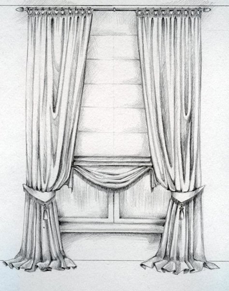 Шторы карандашом