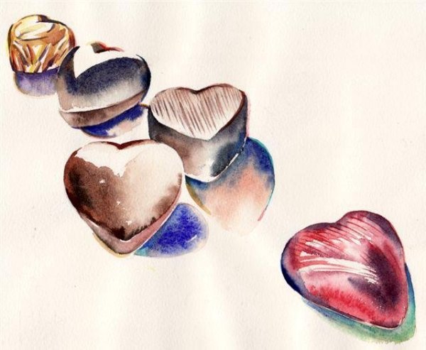 Шоколадные конфеты рисунок акварелью