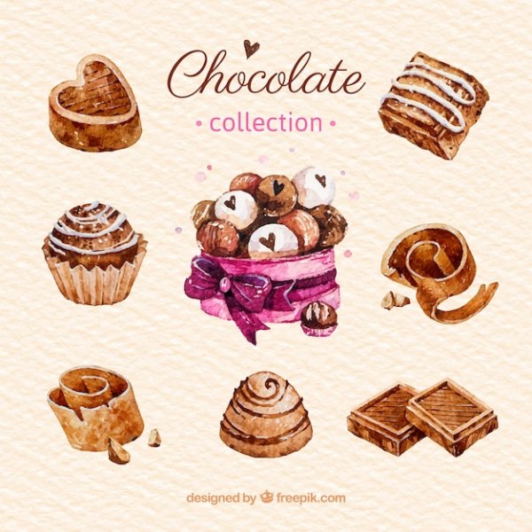 Конфеты и шоколад акварель