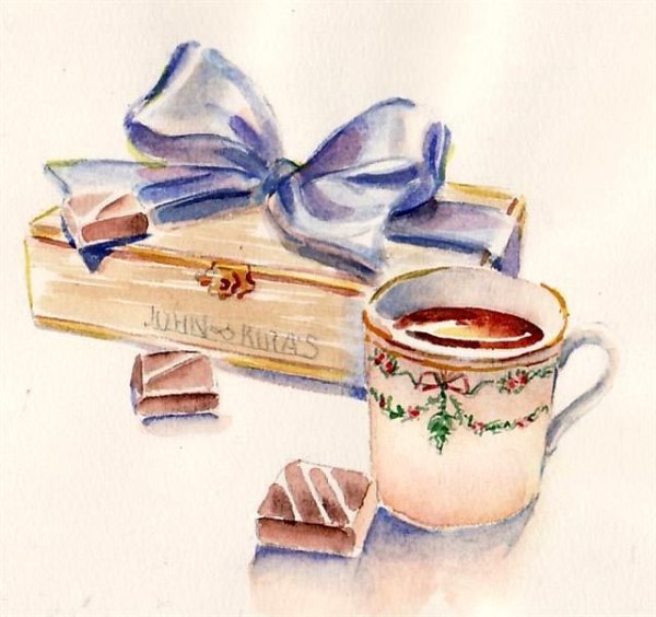 Шоколадные конфеты акварель