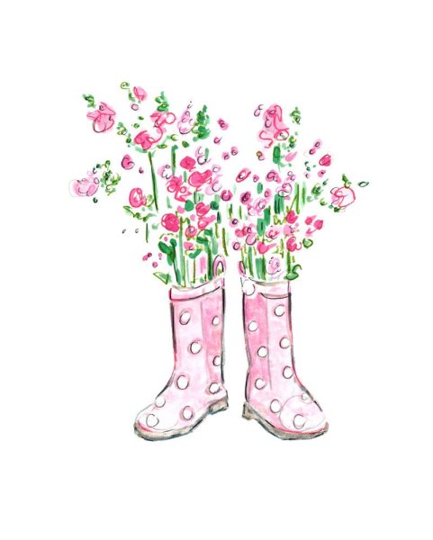 Сапоги с цветами акварель