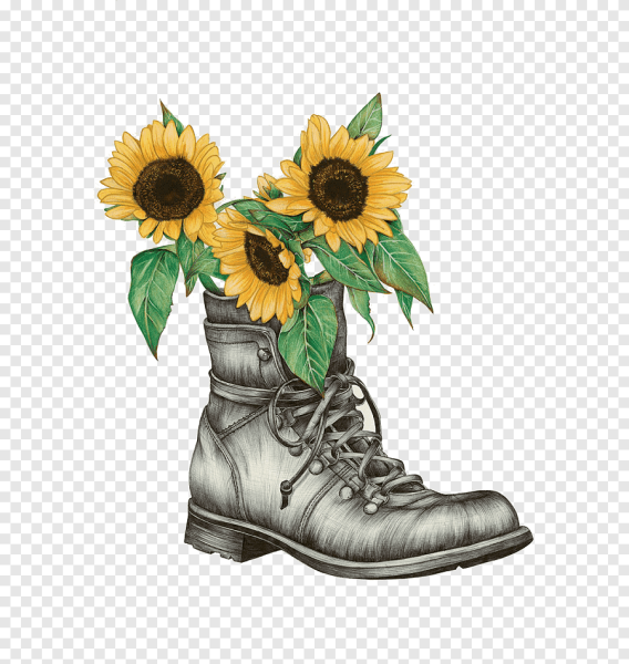 Скетчи цветы в ботинках