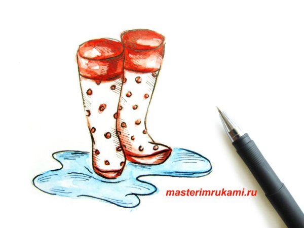Сапожки для матрешки рисование