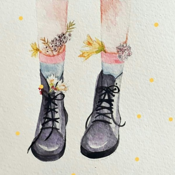 Кеды акварелью