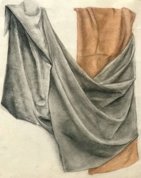 Этюд драпировки акварелью