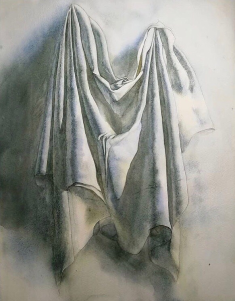 Драпировка цветными карандашами