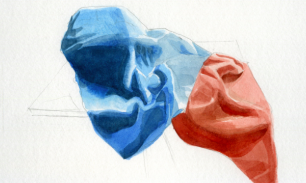 Ткань акварелью поэтапно